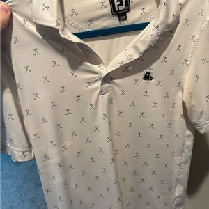 FootJoy Cream Golf Polo with Cross Pattern